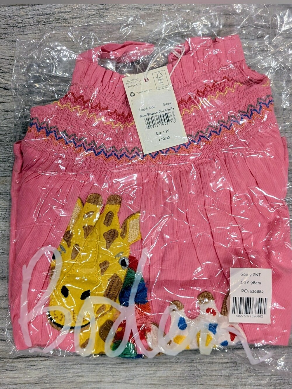 Mini Boden NWT (Unopened In Bag) Size 2-3 Giraffe 🦒 Applique Dress